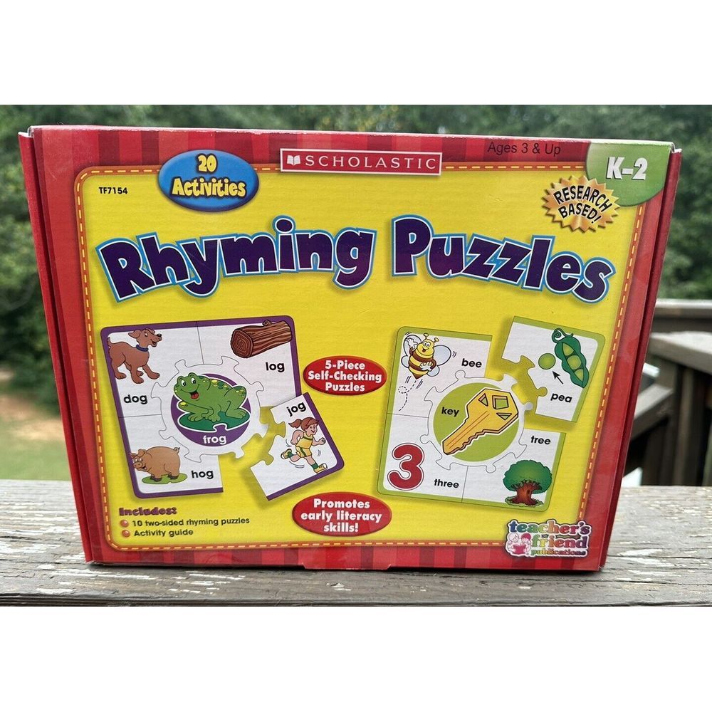 Rhyming Puzzles by Scholastic‎ Kit 10-2 Sided Rhyming Puzzles 20 Activities